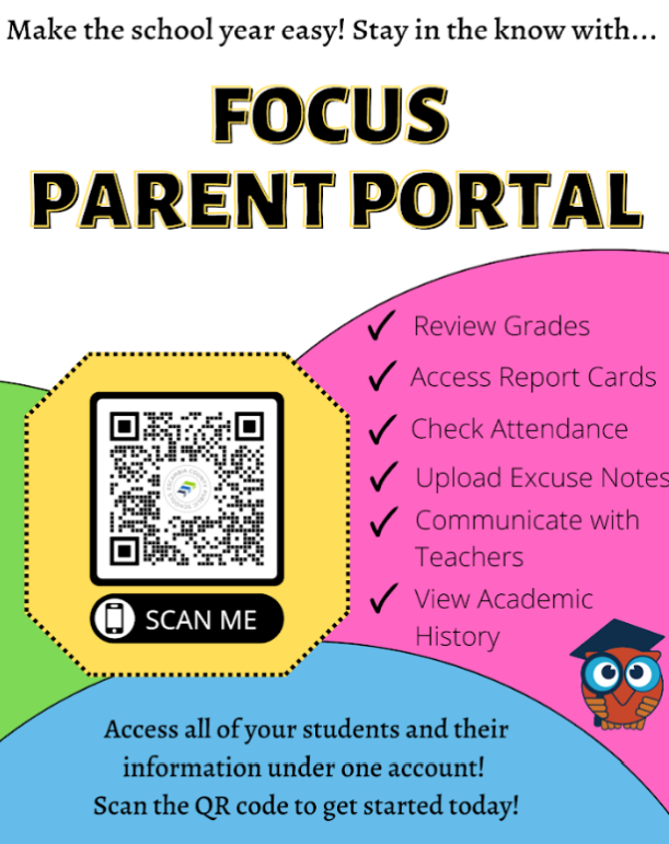 Graphic advertising the FOCUS Parent Portal